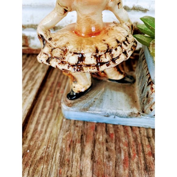 Vintage Shabby Ballerina Girl Planter Vase - Picture 10 of 12